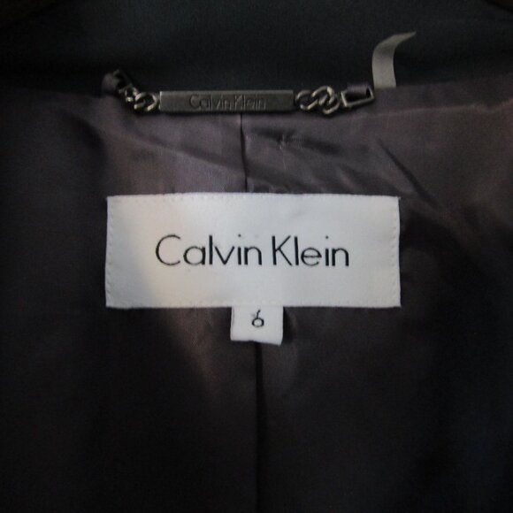 CALVIN KLEIN Black/ Dark Charcoal Pants Pantsuit Blazer Jacket----Size 6 - Picture 2 of 5